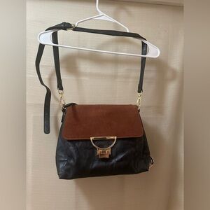 Miss Caprice Black & Brown Faux Leather Adjustable Crossbody Bag Vintage Y2K